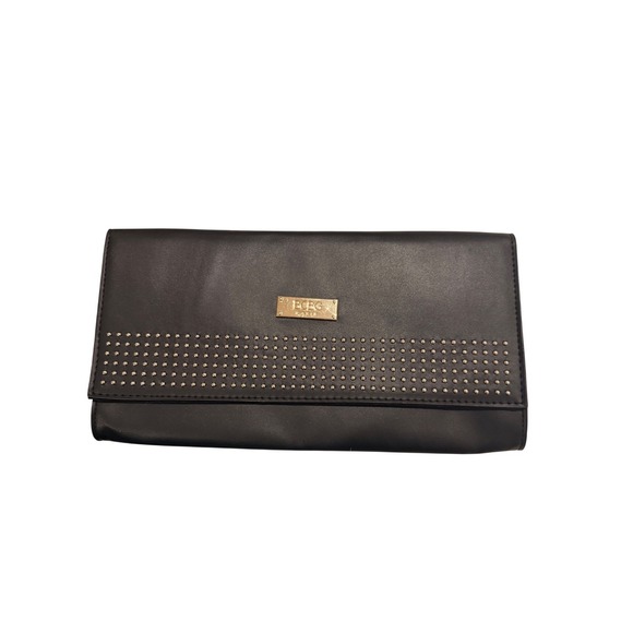 BCBG Paris Black Studded Envelope Clutch Evening Bag